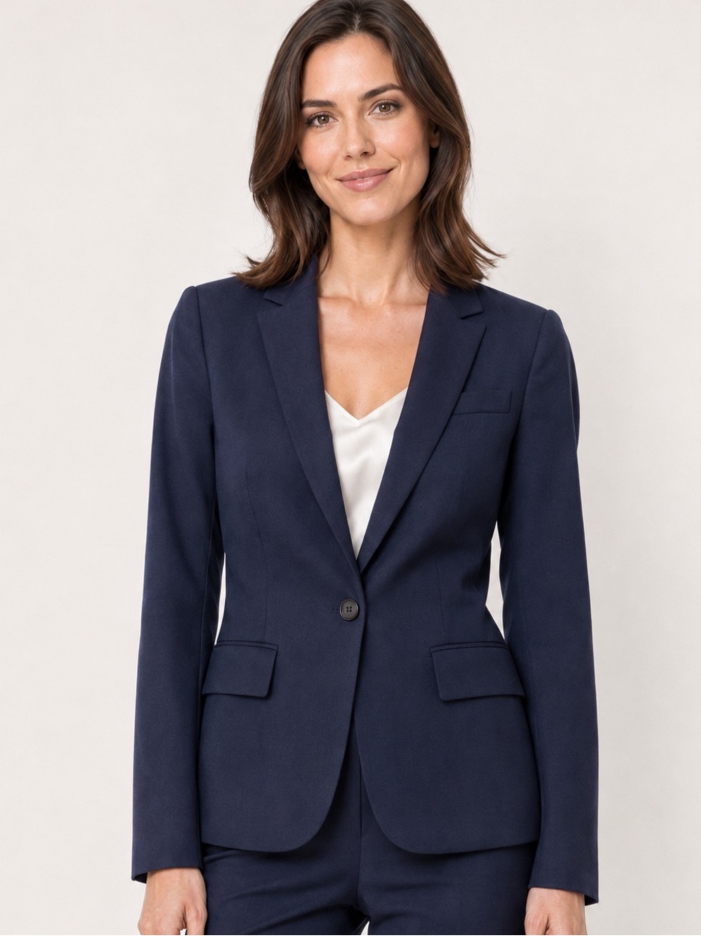 Theory Gabe B3 Navy Blue Wool Blend One-Button Blazer Size 6 Classic Luxury